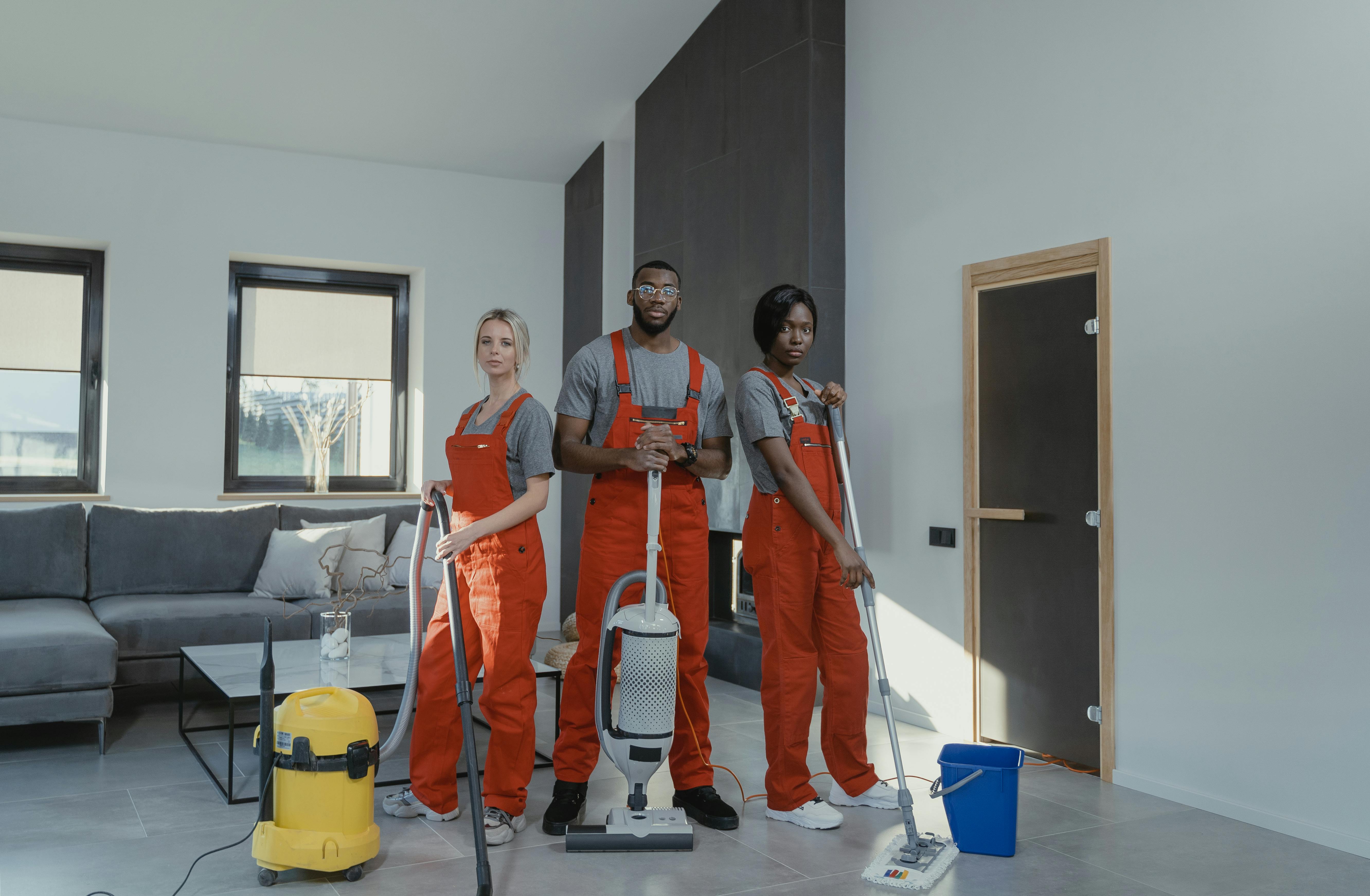A person cleaning their home